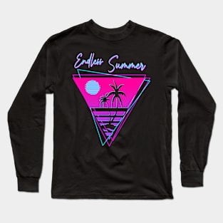 Endless summer triangle with a tropical sunset and a 80s neon vaporware design Long Sleeve T-Shirt